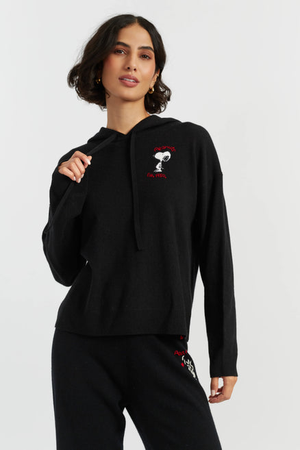 Black Wool-Cashmere Peanuts Originals Hoodie