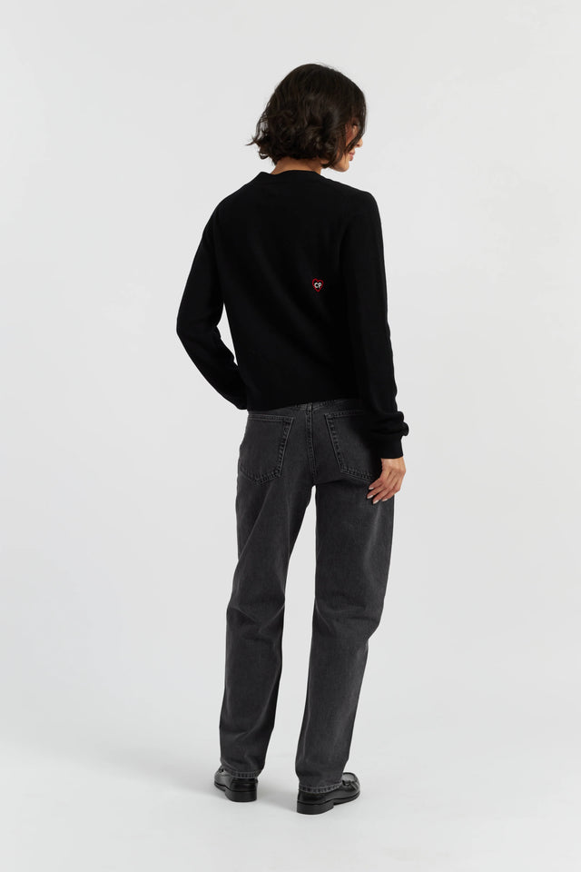 Black Wool-Cashmere Snoopy Peek Cardigan image 3