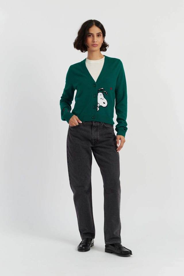 Emerald Wool-Cashmere Snoopy Peek Cardigan image 2