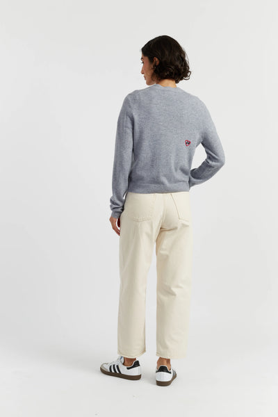 Grey Wool-Cashmere Snoopy Peek Cardigan