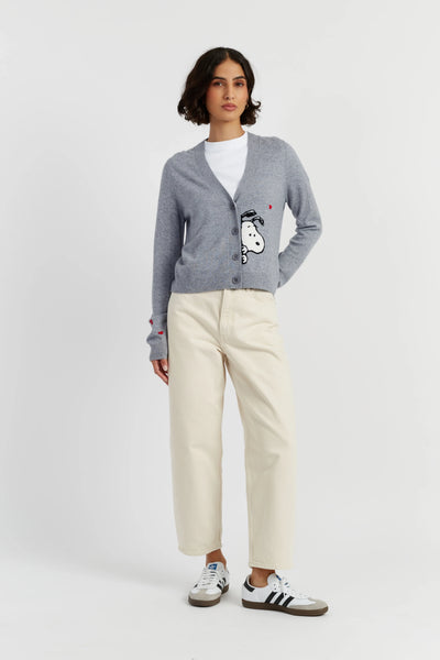 Grey Wool-Cashmere Snoopy Peek Cardigan