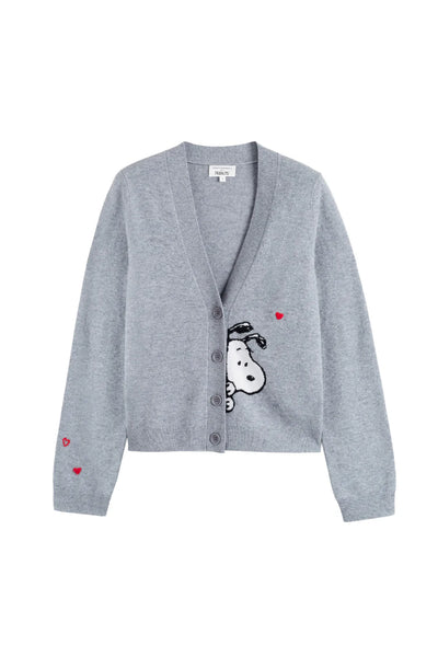 Grey Wool-Cashmere Snoopy Peek Cardigan