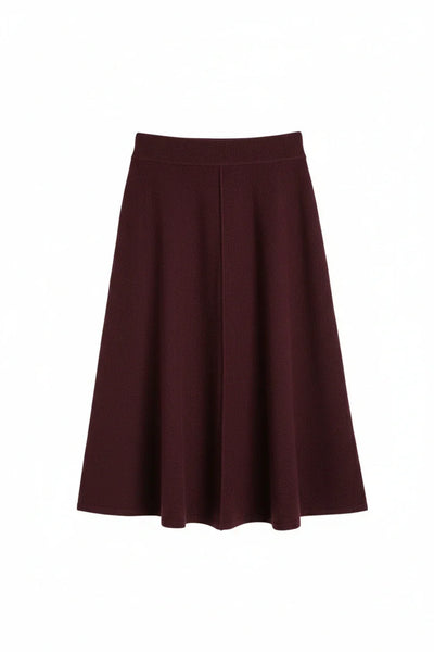 Aubergine Wool-Cashmere Midi Skirt