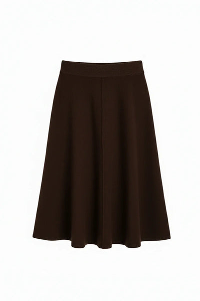 Chocolate Wool-Cashmere Midi Skirt