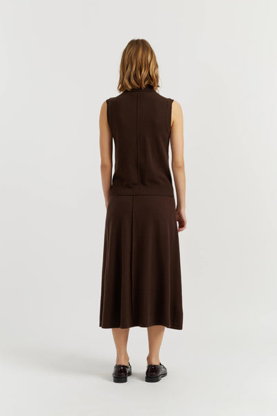 Chocolate Wool-Cashmere High-Neck Tank