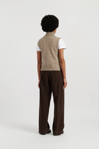 Warm-Oatmeal Wool-Cashmere High-Neck Tank
