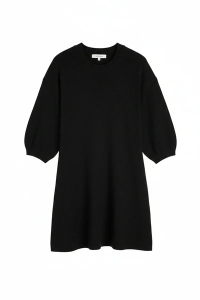 Black Wool-Cashmere Wide-Sleeve Dress