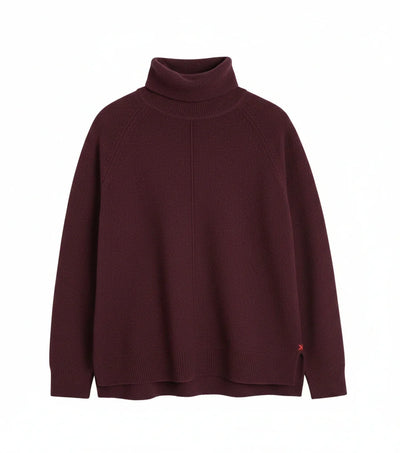 Aubergine Wool-Cashmere Relaxed Rollneck Sweater
