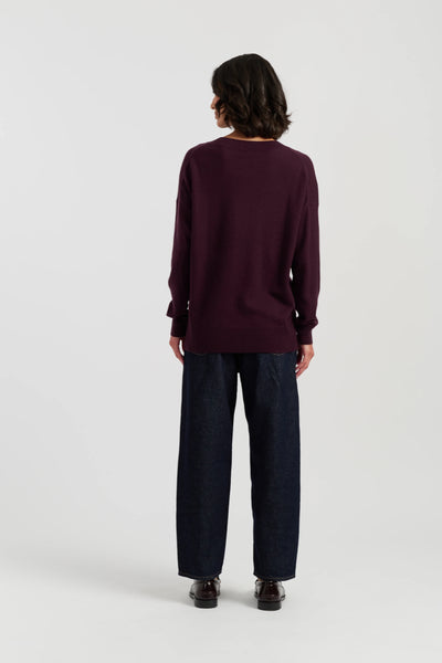 Aubergine Wool-Cashmere Slouchy Sweater