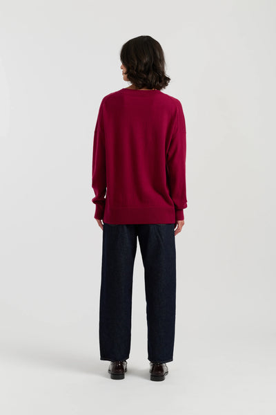 Cherry Wool-Cashmere Slouchy Sweater