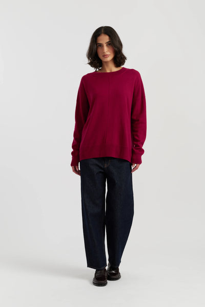 Cherry Wool-Cashmere Slouchy Sweater