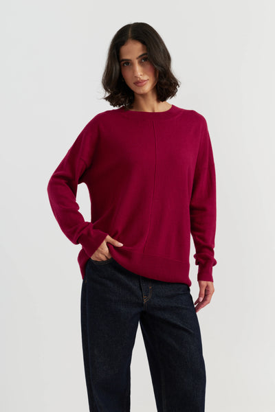 Cherry Wool-Cashmere Slouchy Sweater