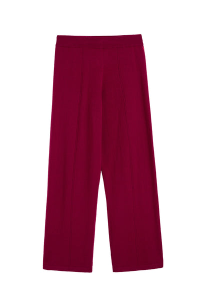 Cherry Wool-Cashmere Wide-Leg Track Pant
