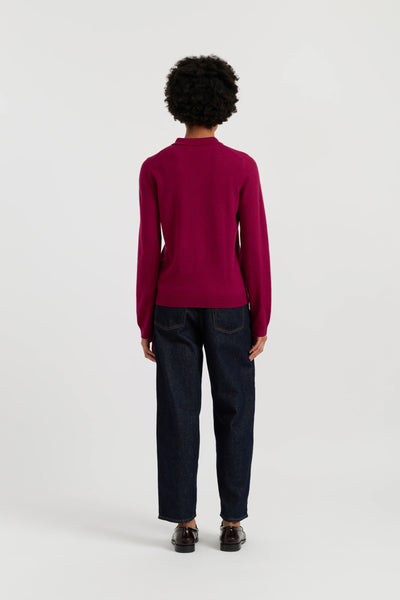 Cherry Wool-Cashmere Polo Sweater