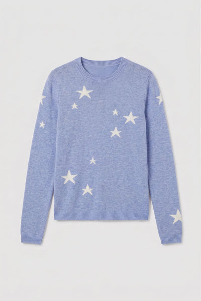 Baby-Blue Wool-Cashmere Star Sweater