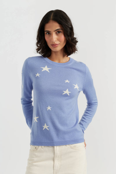 Baby-Blue Wool-Cashmere Star Sweater