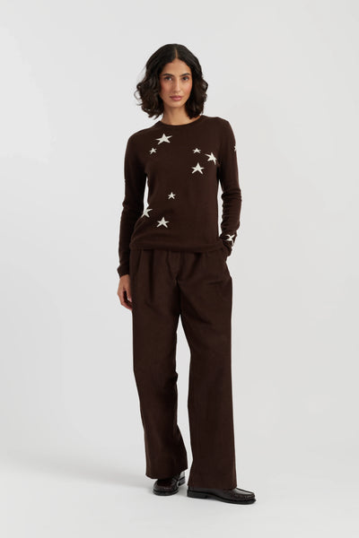 Chocolate Wool-Cashmere Star Sweater