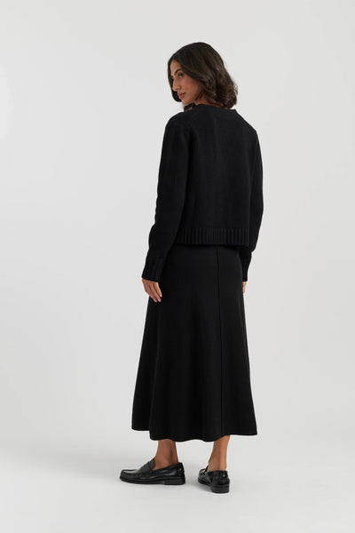 Black-Melange Merino Heart Cardigan