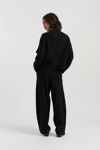 Black-Melange Merino Heart Sweater