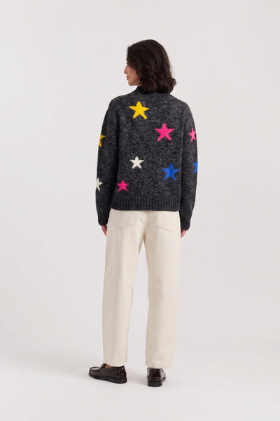 Black Wool-Cashmere Star Rollneck Sweater