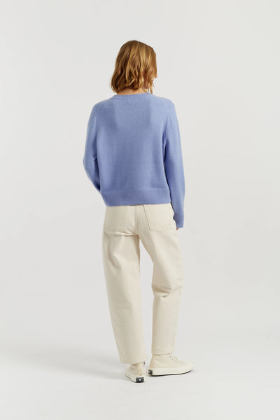 Baby-Blue Wool-Cashmere Snoopy Embroidered Sweater