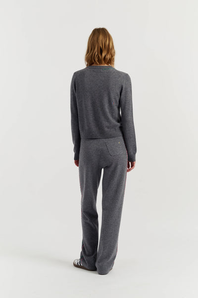 Grey Wool-Cashmere Snoopy Peep Cardigan