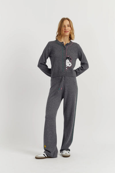 Grey Wool-Cashmere Snoopy Peep Cardigan