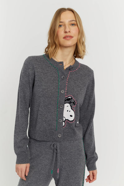 Grey Wool-Cashmere Snoopy Peep Cardigan