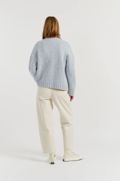 Blue Merino Snoopy Marl Cardigan