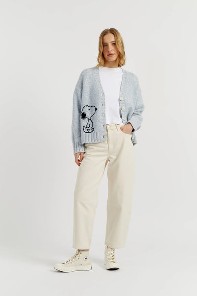 Blue Merino Snoopy Marl Cardigan