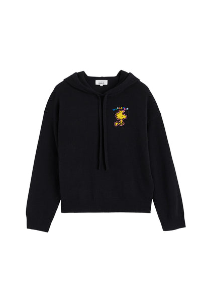 Black Wool-Cashmere Snoopy Hoodie
