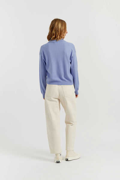 Baby-Blue Wool-Cashmere Snoopy Polo Sweater