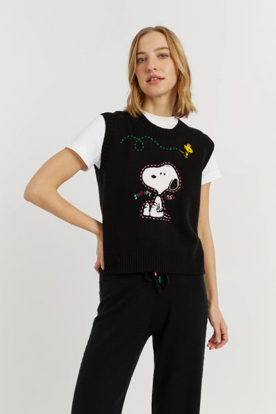 Black Wool-Cashmere Snoopy Tank