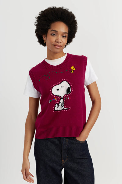 Cherry Wool-Cashmere Snoopy Tank