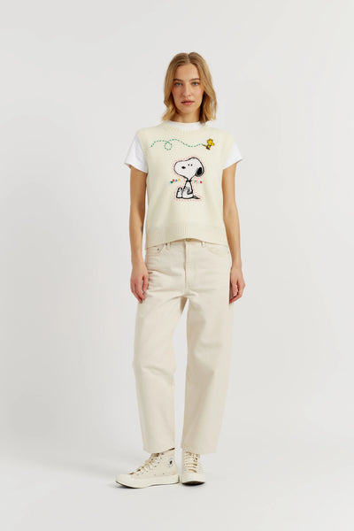 Cream Wool-Cashmere Snoopy Tank