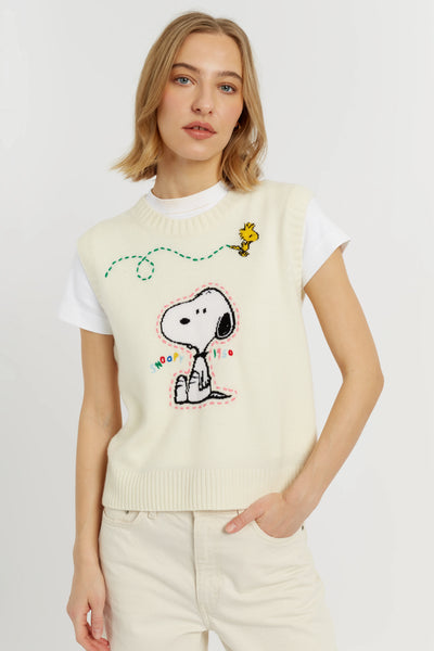 Cream Wool-Cashmere Snoopy Tank
