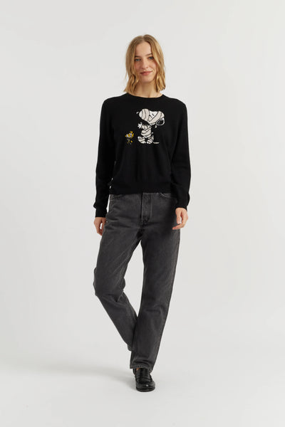 Black Wool-Cashmere Snoopy Mummy Sweater