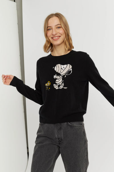 Black Wool-Cashmere Snoopy Mummy Sweater