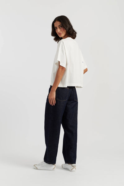 Cream Cotton Woodstock Embroidered T-Shirt