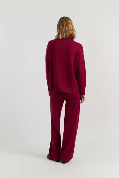 Cherry Pure Cashmere Relaxed Rollneck Sweater