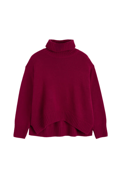 Cherry Pure Cashmere Relaxed Rollneck Sweater
