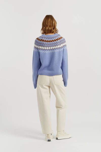 Baby-Blue Wool-Cashmere Fair Isle Sweater