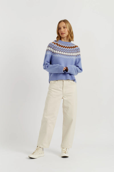 Baby-Blue Wool-Cashmere Fair Isle Sweater