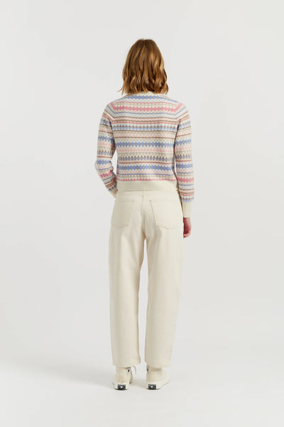 Cream Wool-Cashmere Fair Isle Sweater