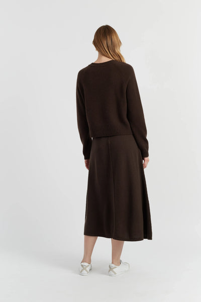 Chocolate Wool-Cashmere V-neck Sweater