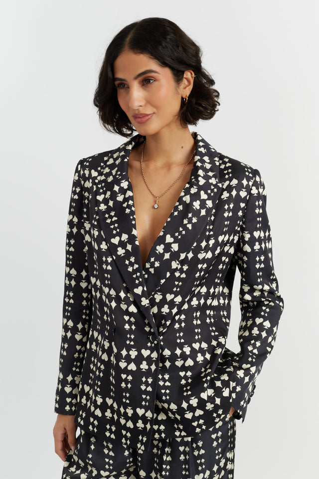 Black Viscose Queen of Hearts Blazer image 1