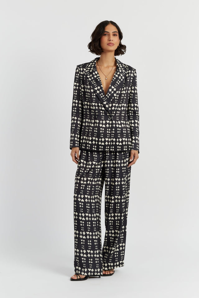 Black Viscose Queen of Hearts Trousers image 2