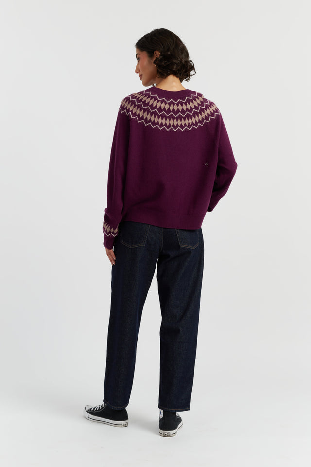 Mulberry Wool-Cashmere Fair Isle Sweater image 3