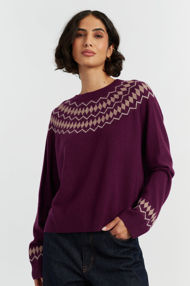 Mulberry Wool-Cashmere Fair Isle Sweater image 1