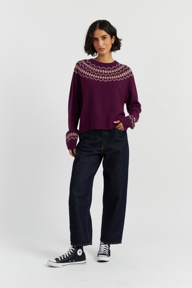 Mulberry Wool-Cashmere Fair Isle Sweater image 2